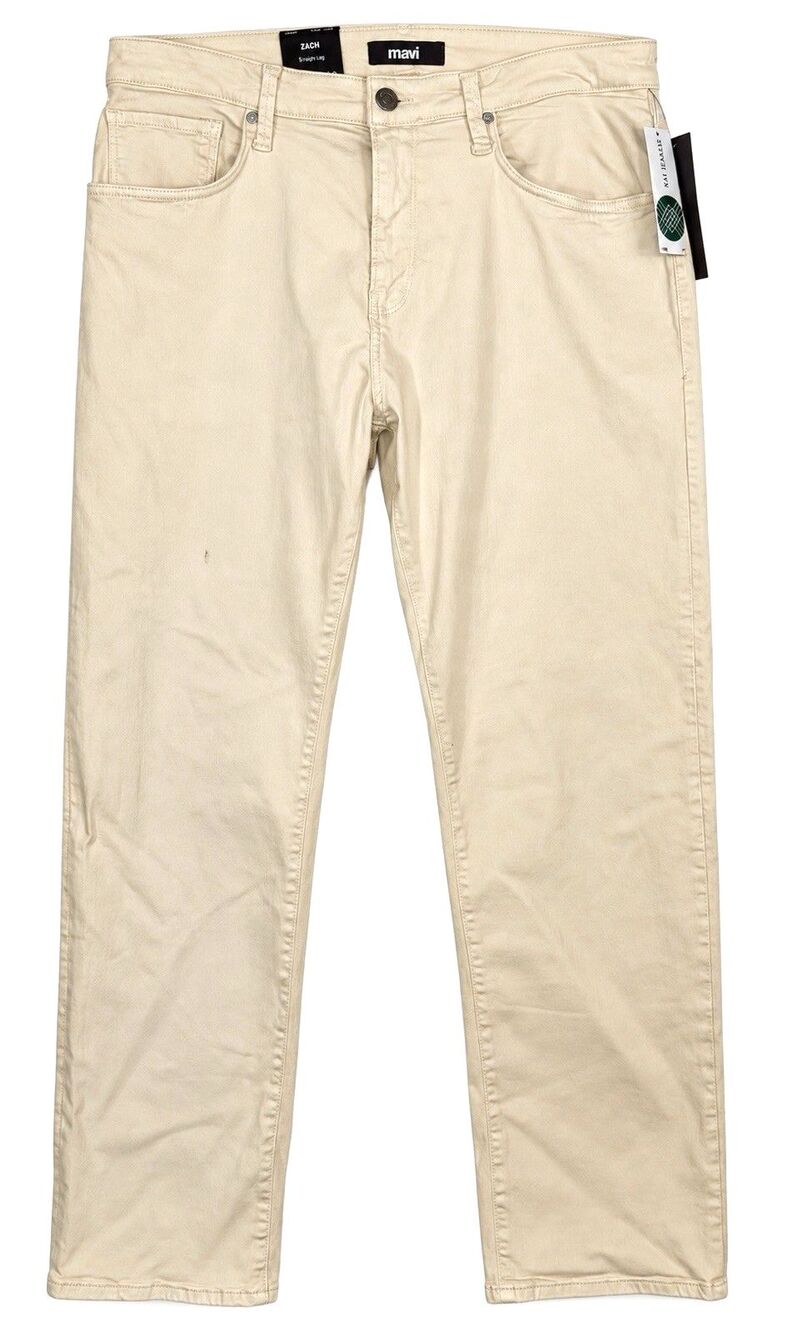 Mavi Zach Jeans Mens 34x30 Ecru Off White Straight Leg Stretch Denim Minimalist